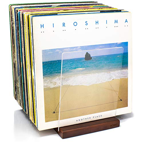 MÖNKE Premium Vinyl Record Storage – a Mid-Century Style Record Holder, 60 LP Capacity – Complements Any Record Player (Brown)
