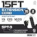 Iron Forge Cable 15 ft Flat Plug Black Extension Cord with 3 Outlets - 16/3 SJTW 3 Prong Indoor Extension Cord with Multiple Outlets