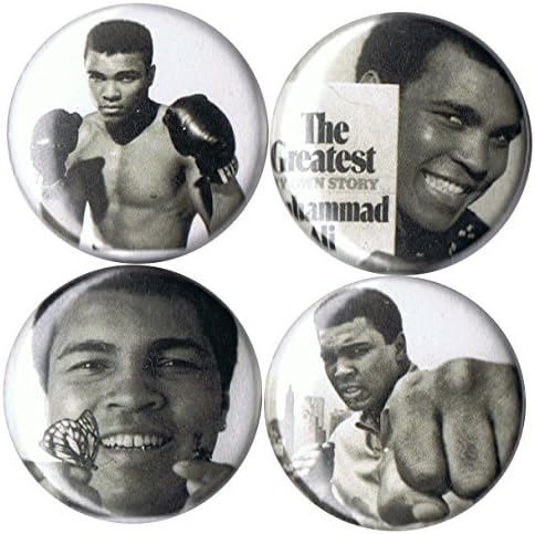 Set of 4 Muhammad Ali 1" pins/buttons/badges