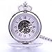 Antique Silver Dragon and Phoenix Hand-Wind Mechanical Pocket Watch, Mens Womens Pocket Watch with Chain + Box
