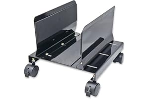 SYBA IO CREST SY-ACC65063 Mobile Desktop Tower Computer Metal Floor Stand Rolling Caster Wheels with Tall Support Walls and Adjustable Width from 6" to 10",Steel Black