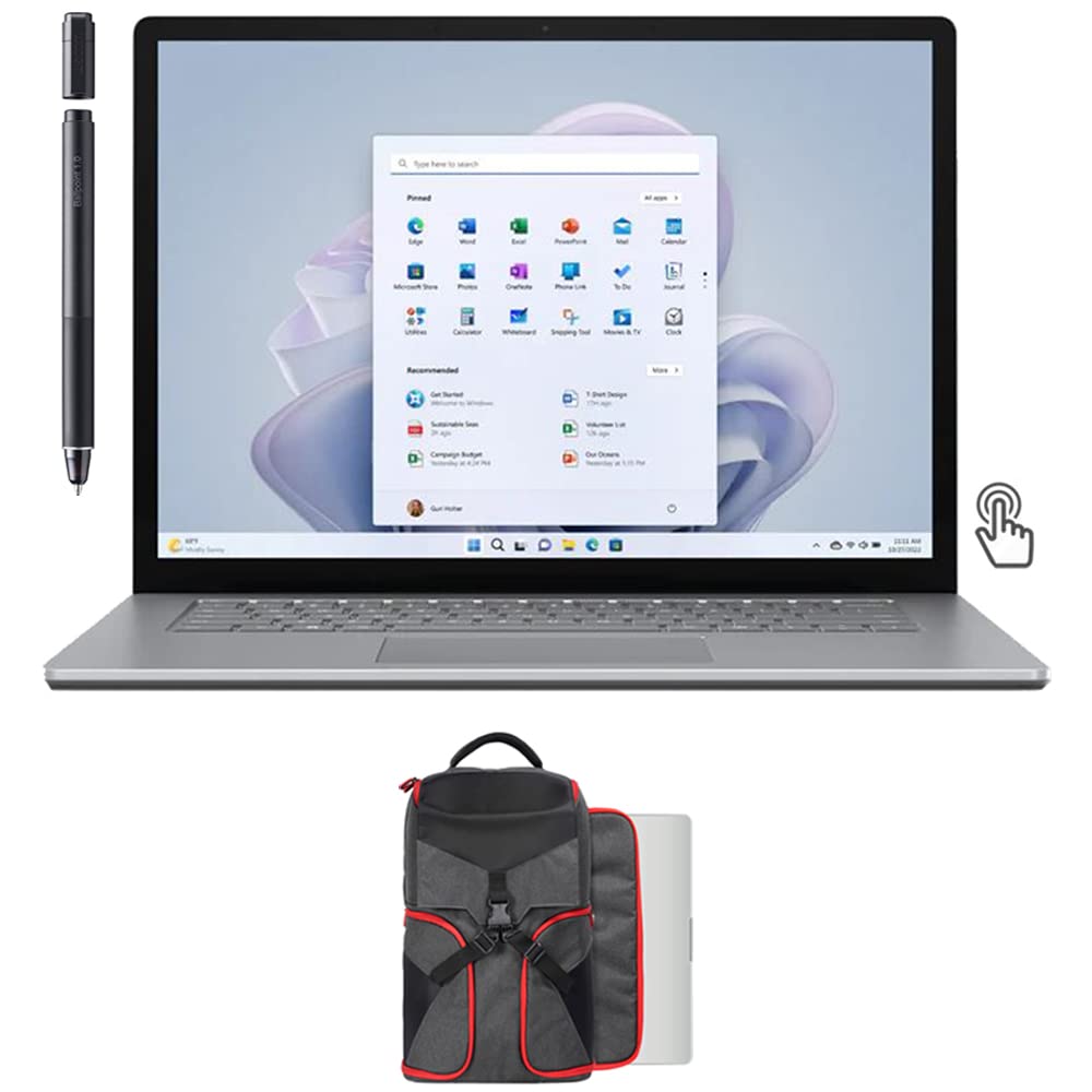 Photo 1 of *LAPTOP ONLY **Microsoft RBY-00001 Surface Laptop 5 15" Intel i7, 8GB/256GB Touch, Platinum Bundle with Deco Gear Padded 15" - 17" Laptop Gaming Backpack and Wacom Ballpoint Pen