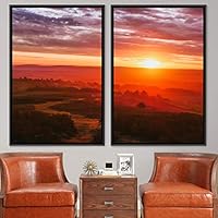 2 Piece Framed Canvas Wall Art Sunset in The Mountains Canvas Prints Home Artwork Decoration for Living Room,Bedroom - 16