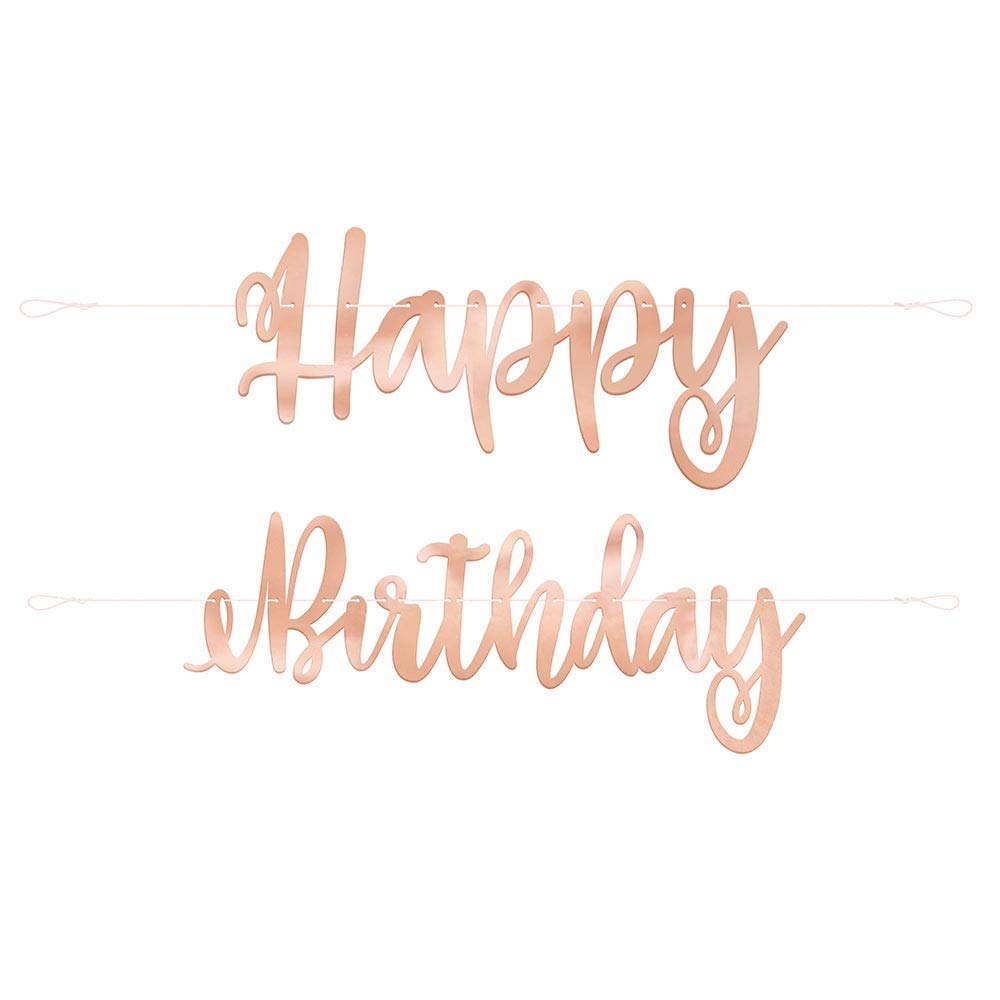 Bold & Elegant Rose Gold Happy Birthday Script Banner (213cm) - Perfect for Stylish & Chic Party Decorations - 1 Pc