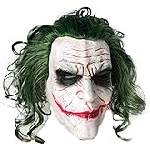 Mltao Latex Mask Costume Cosplay Man Smile Mask with Green Hair Halloween Adult Role Play Costumes Dress Up Garden Yard Party Props