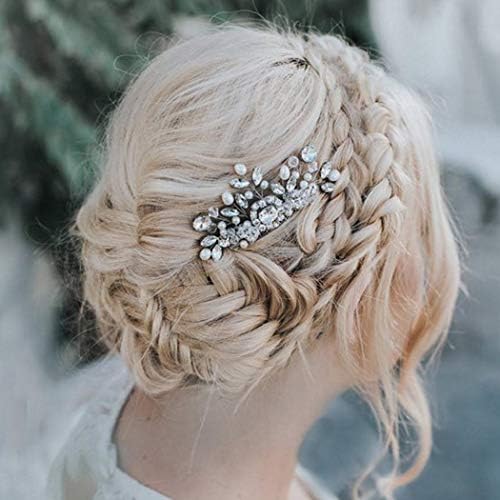 Jakawin Bride Wedding Hair Comb Silver Rhinestone Girls Bridal Hair Accessories Hair Piece for Women and Girls HC011