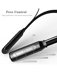 Auricular Bluetooth inalámbrico, BluetoothV4.1 Supreme estéreo a prueba de sudor con correa flexible para el cuello Negro