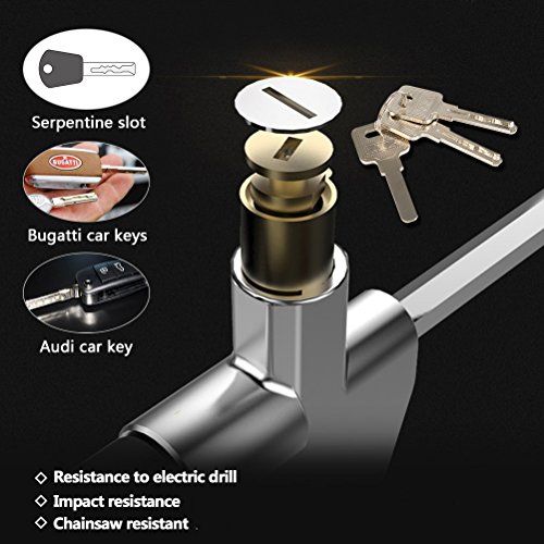 QLOUNI Car Steering Wheel Lock Adjustable Universal Vehicle Locking Devices Heavy Duty Self-defense Weapon Escape Hammer (with 3 Keys, End Cap, Velcro) - Thumbnail 5