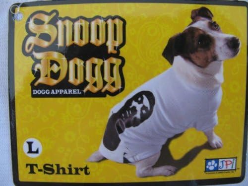 Snoop Dogg Pets Polyester/Cotton-Blend T-Shirt with Snoop-Dogg Image, White, Large