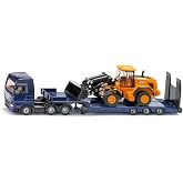 Siku Man Truck with Low Loader and JCB Wheel Loader 1:87 1790 | Diecast Metal &amp; Plastic Toy Vehicle Replica | Folding Ramp, Movable Arm and Bucket, Rubberized Tires | Collectible Super Series