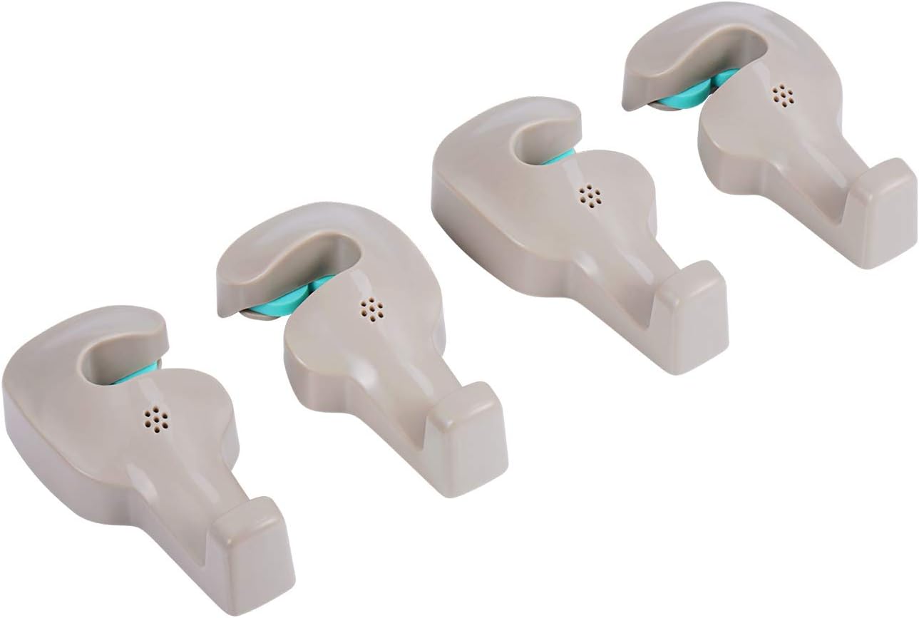 Toplus 4 PACK Car Headrest Hooks - Vehicle Universal Car Organizer Car Back Seat Headrest Hanger Holder Hook for Bag Purse Cloth Grocery, Cream - Coloured
