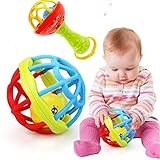Baby Rattles Ball Toy for Kids 0-2 Old Teether Activity Bath Toys ,Best Baby Shower Gift (Ball+Stick)