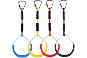 letsgood Colorful Ninja Gymnastic Rings for Kids - Outdoor Backyard Play Sets & Playground Equipment, Swing Bar Rings, Monkey Rings, Obstacle Rings, Climbing Rings