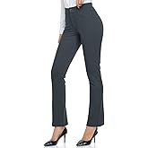 HISKYWIN Women Yoga Dress Pants Stretchy Work Pants Straightleg/Bootcut Office Slacks with Pockets for Business Casual Petite