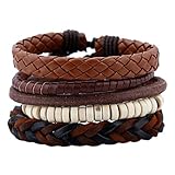 Leather Bracelet for Men Wrist Band Brown Rope Bracelet Bangle Dalaran