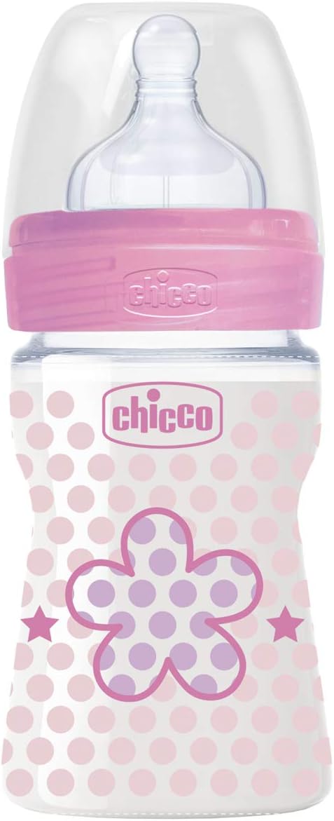 Bebe Puericulture Biberons Loclic Com Chicco Biberon En Polypropylene Avec Tetine Flux Normal Decor Rose 0 Mois 150 Ml