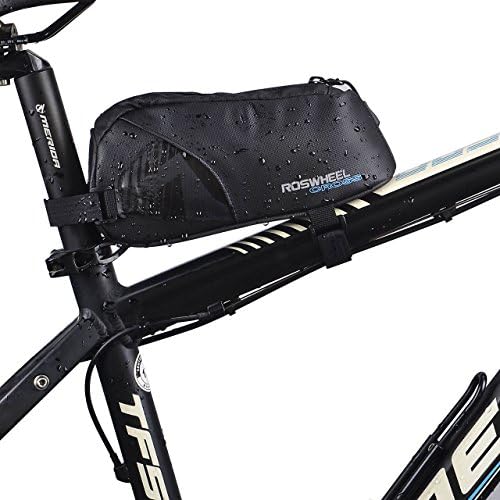 FlexDin Energy Bicycle Frame Bag, MTB/Road/Triathlon Bike Front/Back Top Tube Cycling Fuel Bag Pannier Waterproof 1680D 0.9L Black