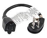 Cable Leader 1ft Ultra Low Profile Angle Power Extension Cord NEMA 5-15P to 5-15R 16/3 AWG SJT