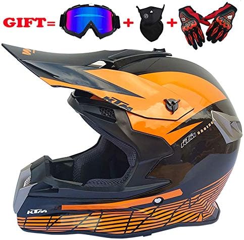 Lavacraft Motocross/ATV/Dirt Bike 3-pc Gear Combo Set - Helmet, Gloves & Goggles - DOT Certified (4 SIZE, Multicolor)