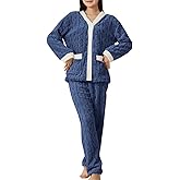 Women Thicken Pajamas Sets Fleece Warm Winter Loungewear Button Down Long Sleeve Tops Long Pant Sleepwear Sets