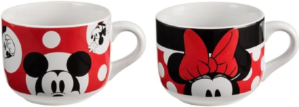 Disney Mickey Mouse and Minnie Mouse Bundle set of 2 Ceramic Soup Mugs