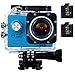 Aokon Underwater Action Camera ASJ70 Waterproof Sports WiFi 1080P 12M HD Helmet Motorcycle Digital Video Cam with 170 Wide Angle Lens 2.0 LCD 4X Zoom 2 Batteries and 19 Accessories Kit (Blue)