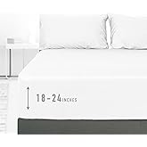 sunflower Extra Deep Pocket Queen Sheet Sets Fits 18"-24" in Deep Mattress -100% Cotton Queen Sheet Set, White Hotel Luxury Soft Breathable Sheet Sets for Queen Bed Deep Pocket