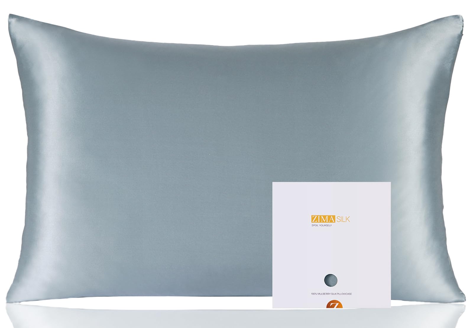 ZIMASILK 100% Mulberry Silk Pillowcase for Hair and Skin Health, Both Sides 19 Momme Premium Grade 6A Silk, Soft & Smooth, 600 Thread Count, with Hidden Zipper, 1pc (50x75 cm, Dusty Blue)