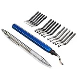 Deburring Tool Kit Set YUFUTOL 15 pcs HSS Blades with A Swivel Handle and A Pointed Tiles Cutter Pen Removing Burr for Metal Steel Aluminum Plastic Wood Fiberboard
