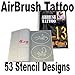 Master Airbrush® Brand Airbrush Tattoo Stencils Set Book #13 Reuseable Tattoo Template Set, Book Contains 53 Unique Stencil Designs, All Patterns Come on High Quality Vinyl Sheets with a Self Adhesive Backing.