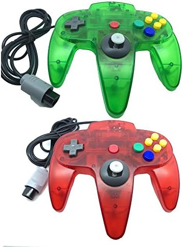 Pomilan Classic Retro Wired Controllers For N64 (Clean Green and Clean Red)