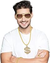 Yontree 5pcs 80s 90s Hip Hop Costume Set Gold Chain Bracelet Ring Glasses view 5
