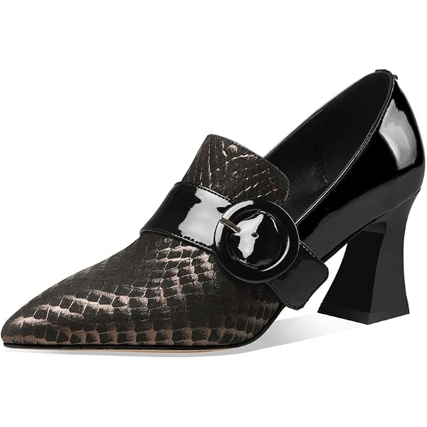 TinaCus Women's Chunky Heel Pumps - Handmade Pointed Toe Leather Slip-On Shoes - View #11