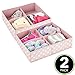 mDesign Soft Fabric Dresser Drawer and Closet Storage Organizer, 4 Section Divided Bin for Child/Kids Room, Nursery, Playroom, Bedroom - Fun Polka Dot Print, 2 Pack - Pink/White