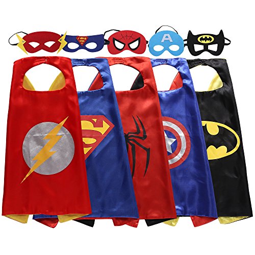 Zaleny Superhero Dress Up Costumes 5 Satin Capes with Felt Masks