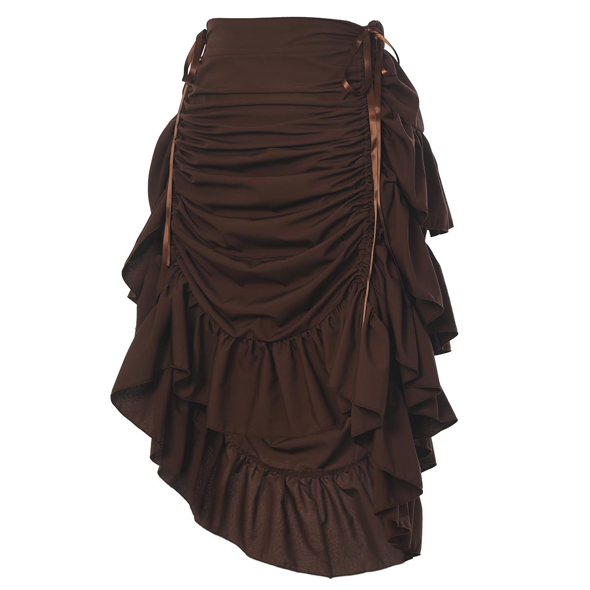 GRACEART Women's Steampunk Skirt Adjustable Ruffle Gothic Vintage Long Skirts Halloween Medieval Vampire Pirate Dress