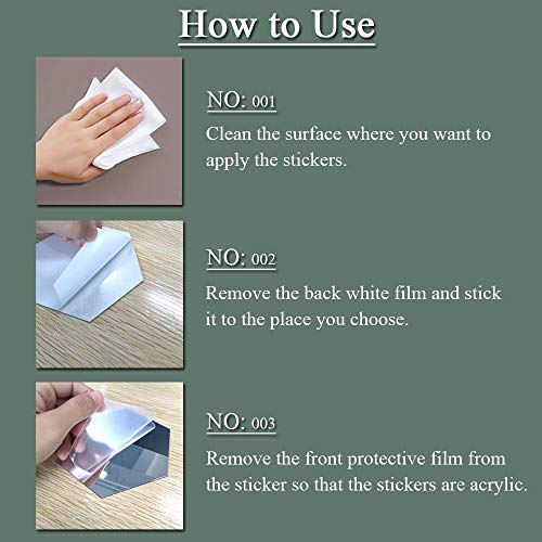 15 Pieces Square Acrylic Mirror Sticker Sheet, Removable Silver Mirror