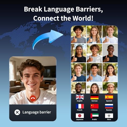 4-in-1 Latest AI Bluetooth Translation Earbuds, Real-time Translator of 164 languages; No subscription required; Powerful Bass & Full-Range Frequency Response, Premium Audio with Innovative Technology