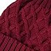 Vmevo Women's Warm Faux Fur Pom Pom Beanie Hat Soft Cable Knit Winter Fleece Lined Skull Cap Cuff Beanie,Burgundy,One_Size
