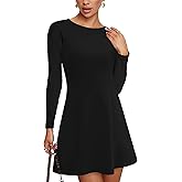 Mizoci Women's Long Sleeve Boat Neck Mini Dress A-Line Classy Party Short Dresses
