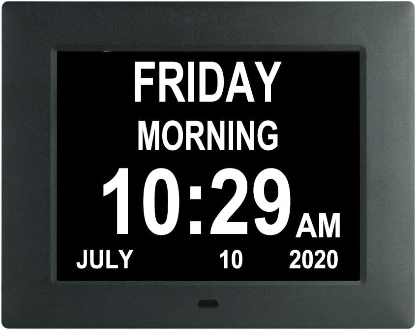 TMC Dementia Clock Digital Calendar Clock 8 Alarm Options,Extra Large