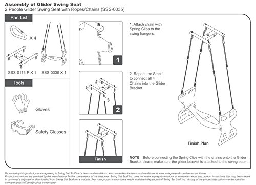 Swing Set Stuff Glider with Rope (Pink) with SSS Logo Sticker - Thumbnail 4