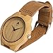 Woodgrain Bamboo Wooden Watch with Genuine Brown Cow Leather Strap Quartz Analog Casual Wood Watches