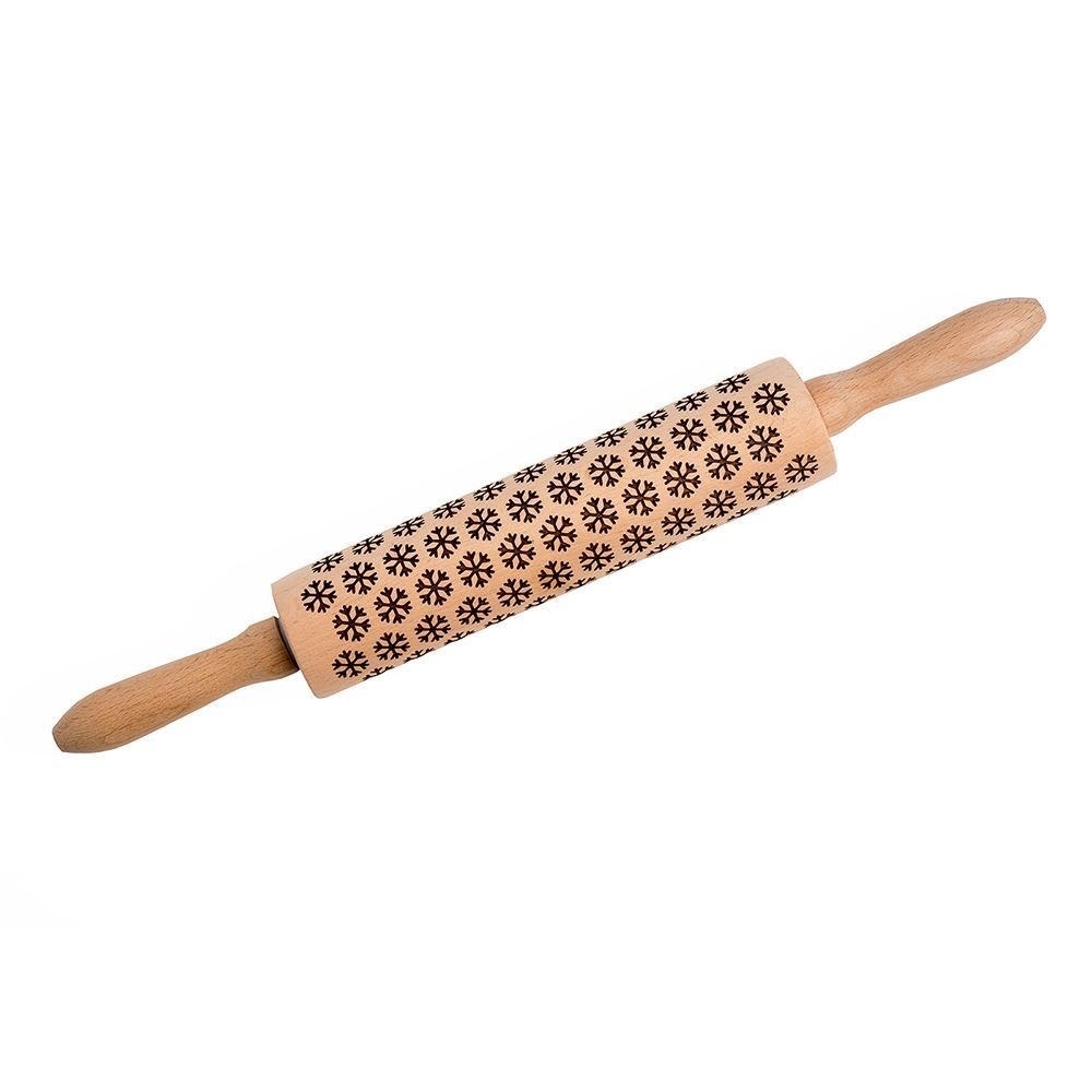 SNOWFLAKE Etched Wooden Rolling Pin from Eddingtons 38cm 15"