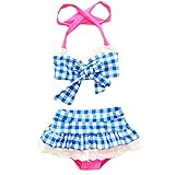 Taiycyxgan Baby Toddler Girls 3pcs Swimwear Grid Bikini Swimsuit With Hat Set