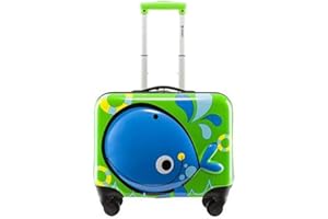 GinzaTravel 3D Little Whale Cute Children's Luggage Sit and Ride Trolley Case 18-inch Universal Wheel Travel Case for Boys and Girls