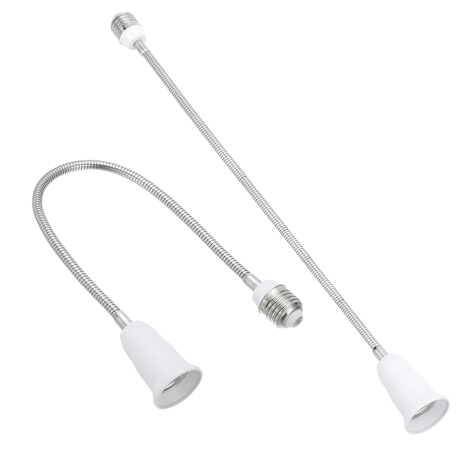 PATIKIL 19.7 Inch E26/E27 Light Socket Extender, 2 Pcs Flexible Bulb Socket Extension Adjustable Bulb Extender Adapter for Medium Screw Base Home Lamps, White