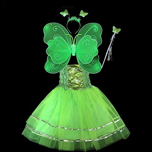 Girls Dress Up Princess Fairy Costume Set with Dress, Wings, Wand and Headband for Children Ages 3-10