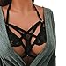 Romacci Women's Harness Bra Strappy Cage Lingerie Hollow Out Bra Lace Bralette Crop Top Black