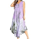 Sakkas Starlight Second Caftan Tank Dress/Cover Up Tie Dye Womens Beach Kaftan